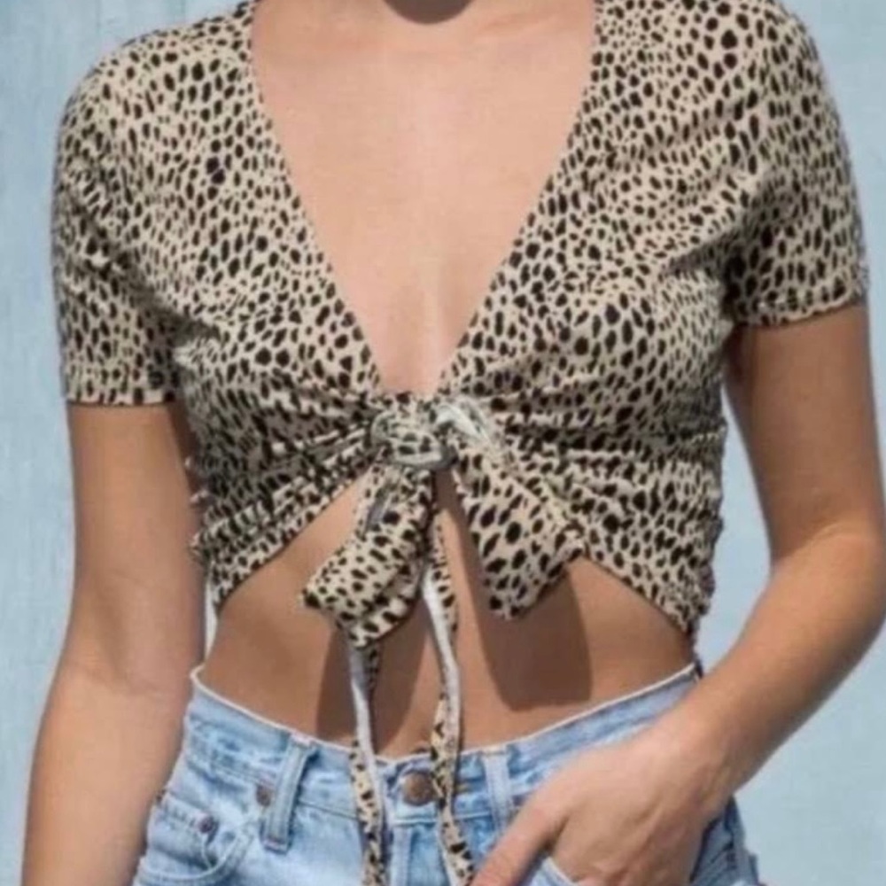 Brandy Melville Cheetah Wrap Top